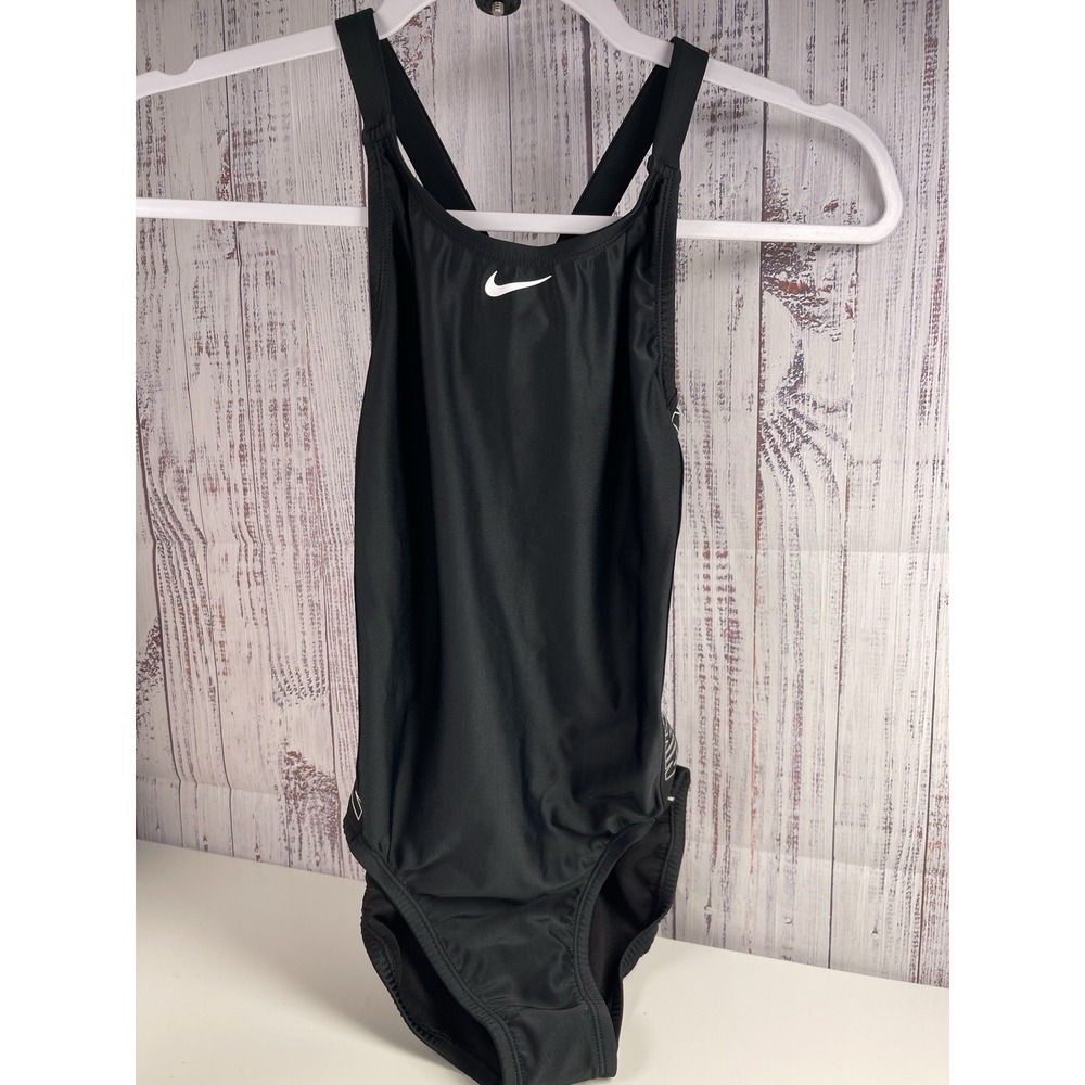 Nike Swim Women's Logo Tape Fastback One Piece Black Side Logo $74